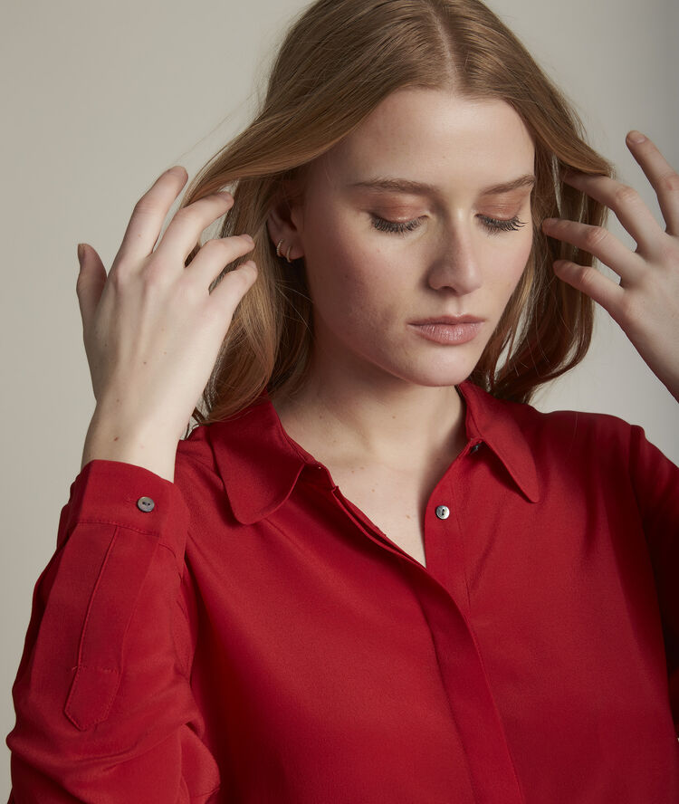 Maelle red silk shirt flame.