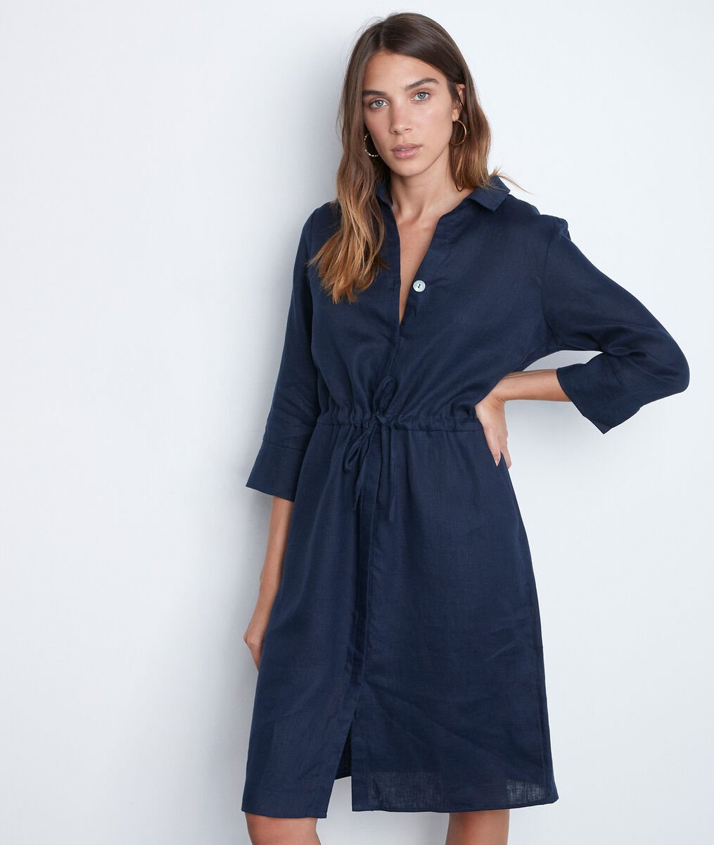 Luna blue certified linen shirt dress | 1-2-3 Luna blue certified linen shirt dress PhotoZ | 1-2-3