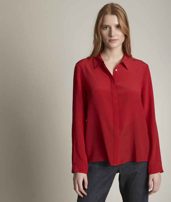 Maelle red silk shirt | 1-2-3 Maelle red silk shirt PhotoZ | 1-2-3