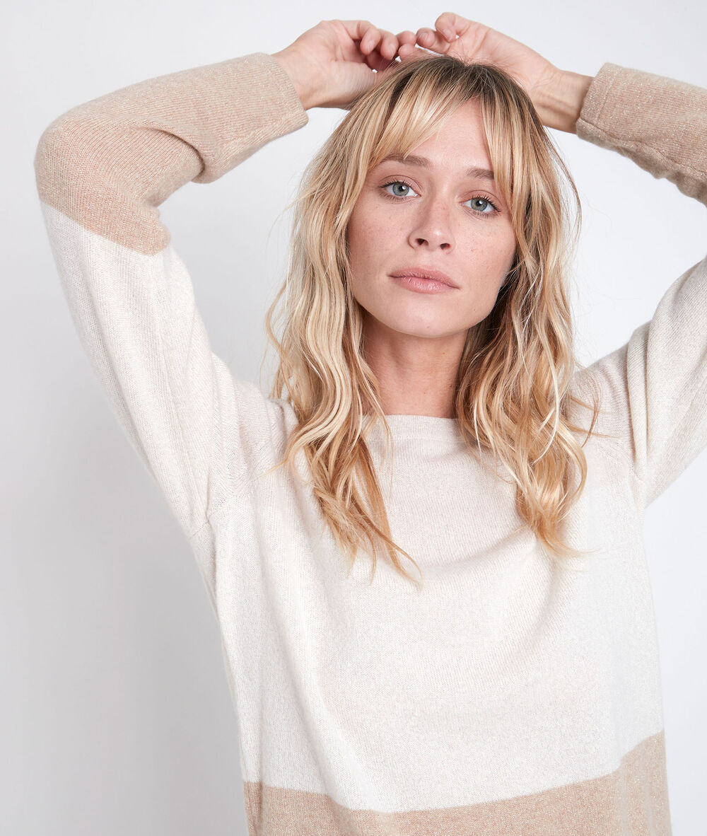 Ramon striped cashmere pullover camel clair.