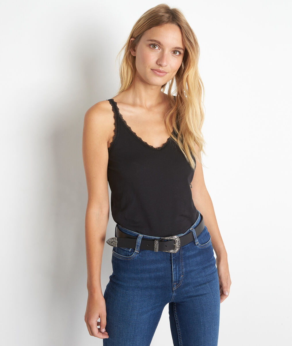 Rosa black cotton tank top | 1-2-3 Rosa black cotton tank top PhotoZ | 1-2-3