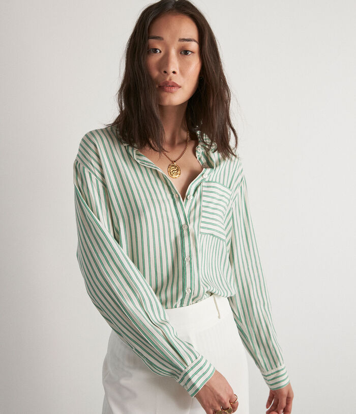 Tiana green striped shirt PhotoZ | 1-2-3