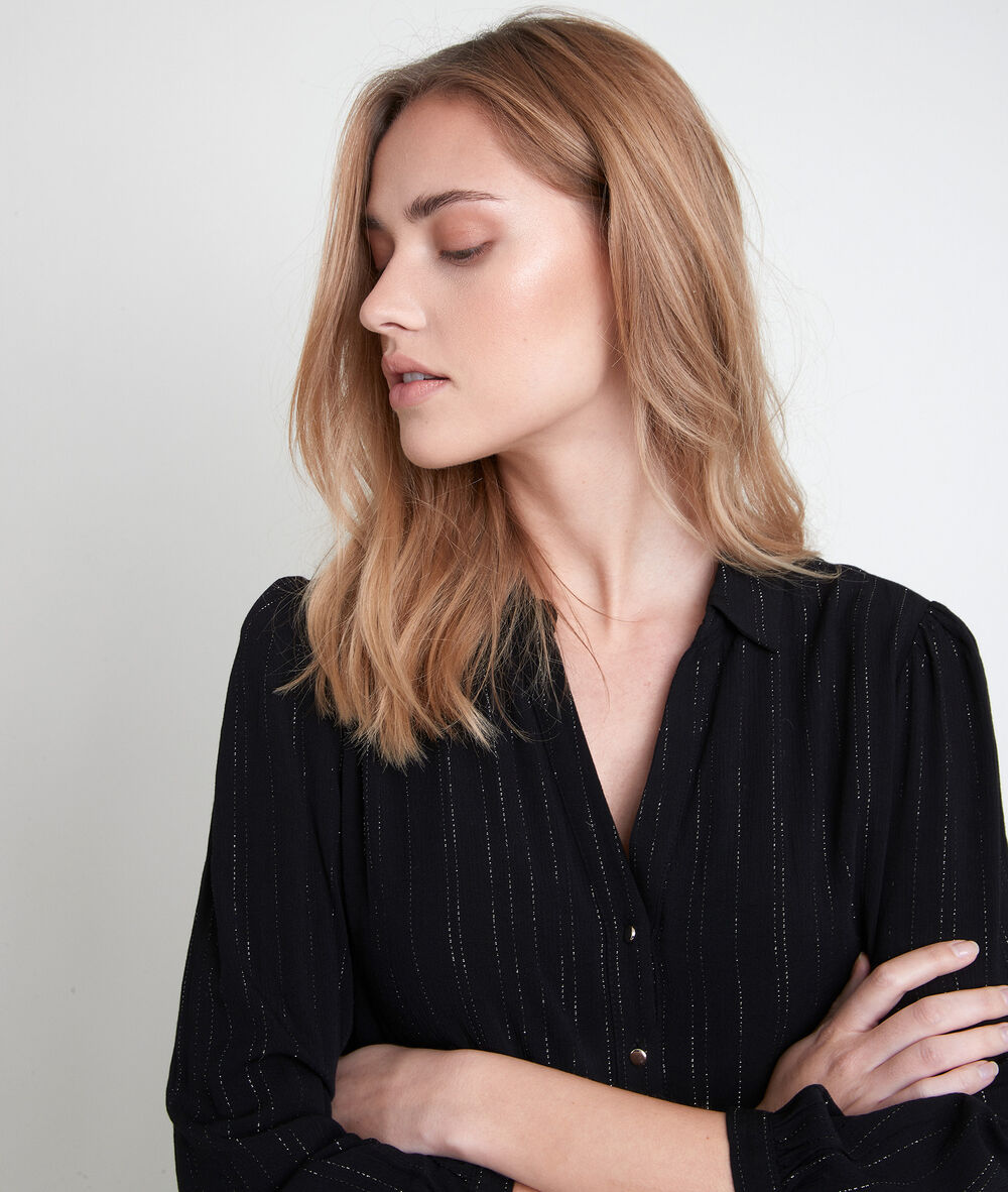Lana lurex shirt dress noir.