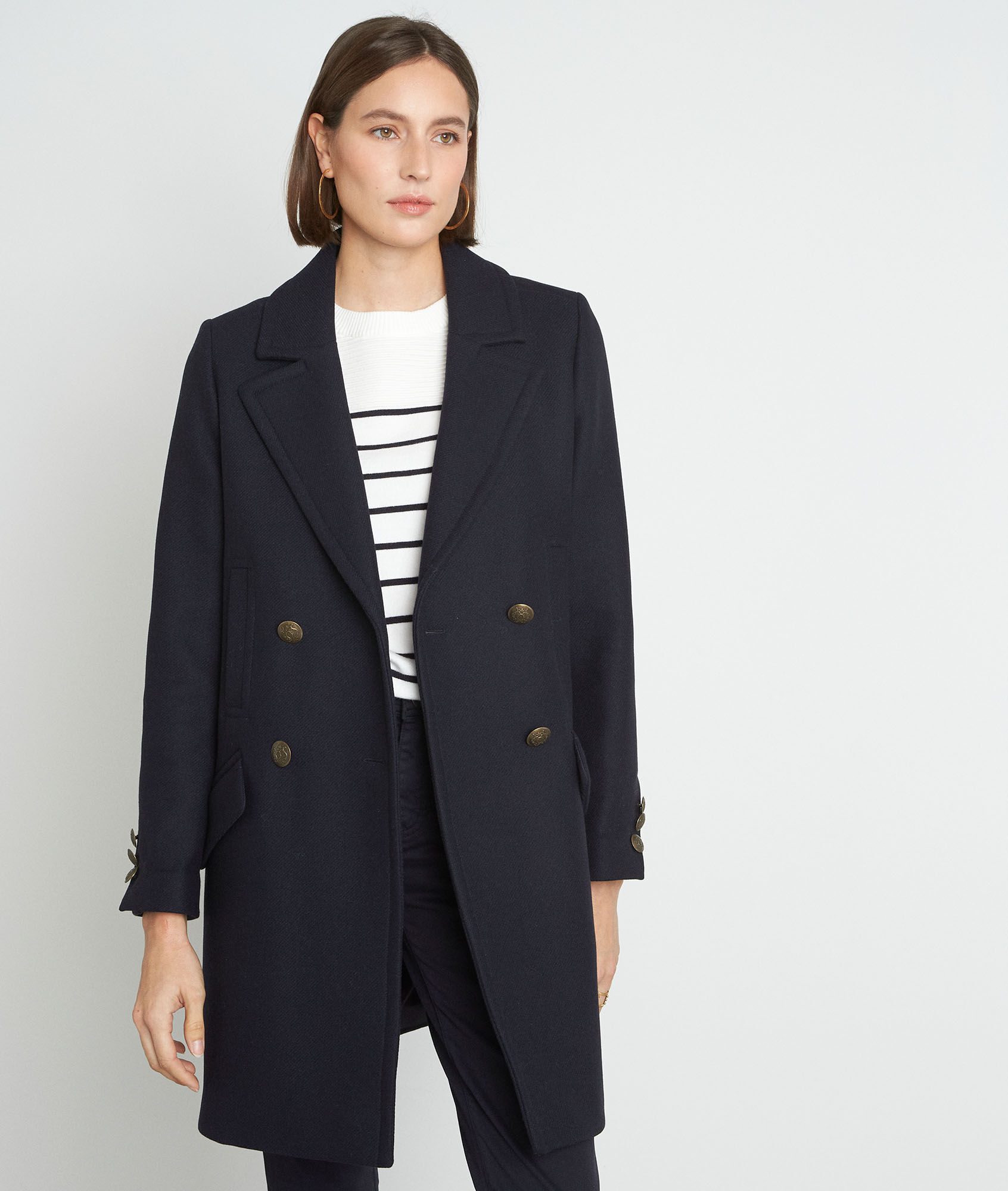 LEE navy blue double-breasted coat 