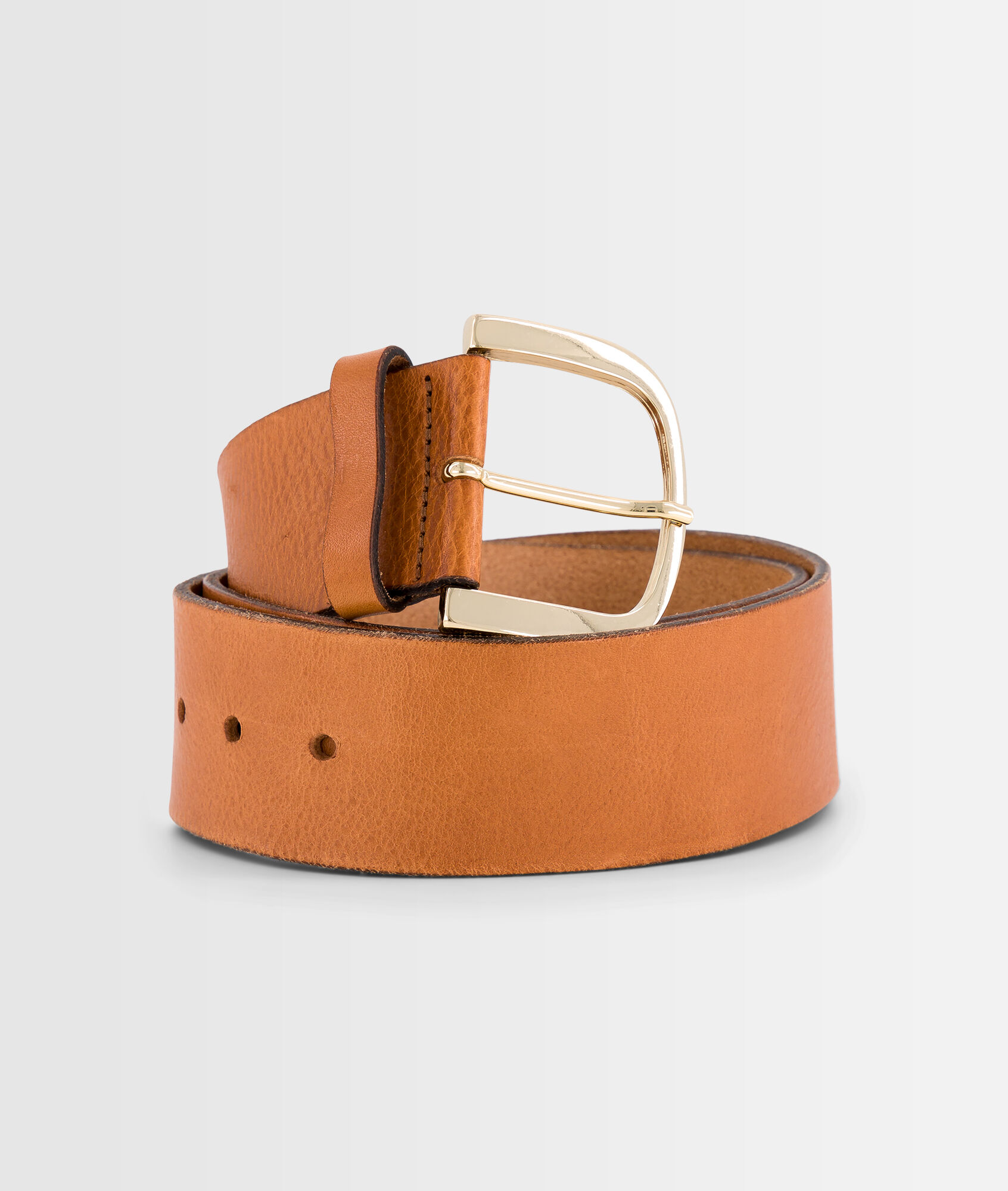 natural leather belt with chunky buckle 