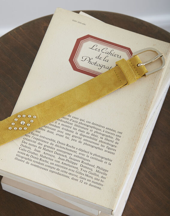 Kalipso yellow suede look leather belt with studs | 1-2-3 Kalipso yellow suede look leather belt with studs PhotoZ | 1-2-3