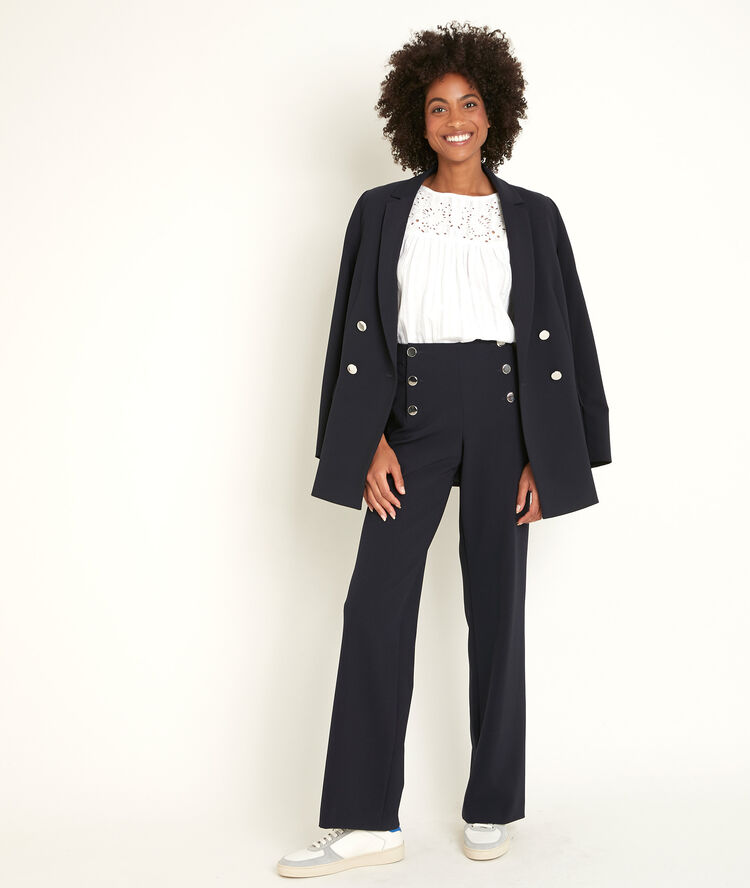 Hubert microfibre sailor trousers navy blue.