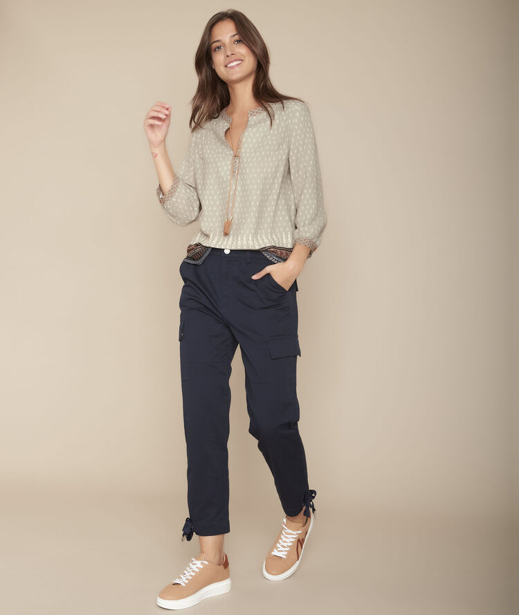 Miola printed blouse caramel.