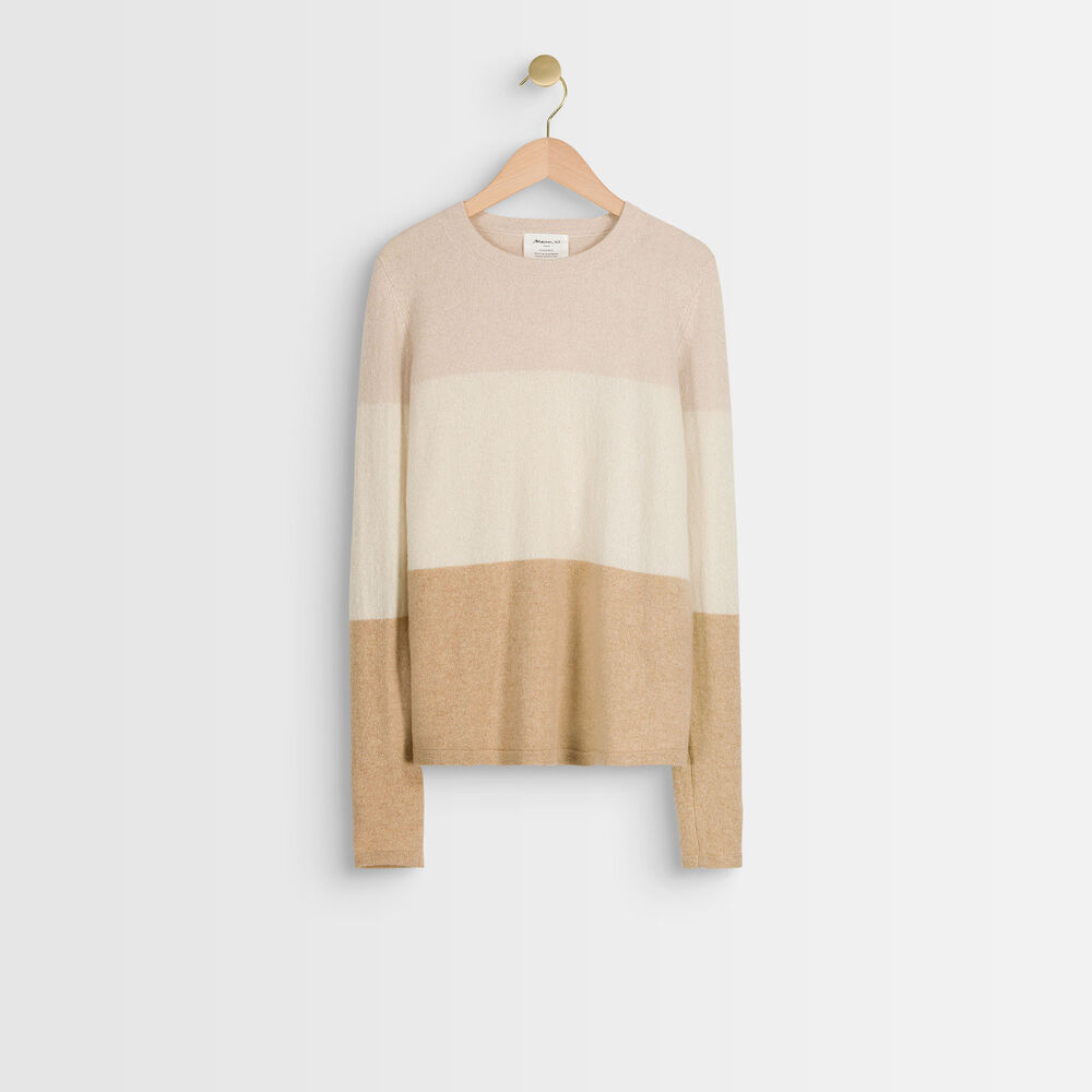 Ramon striped cashmere pullover camel clair.