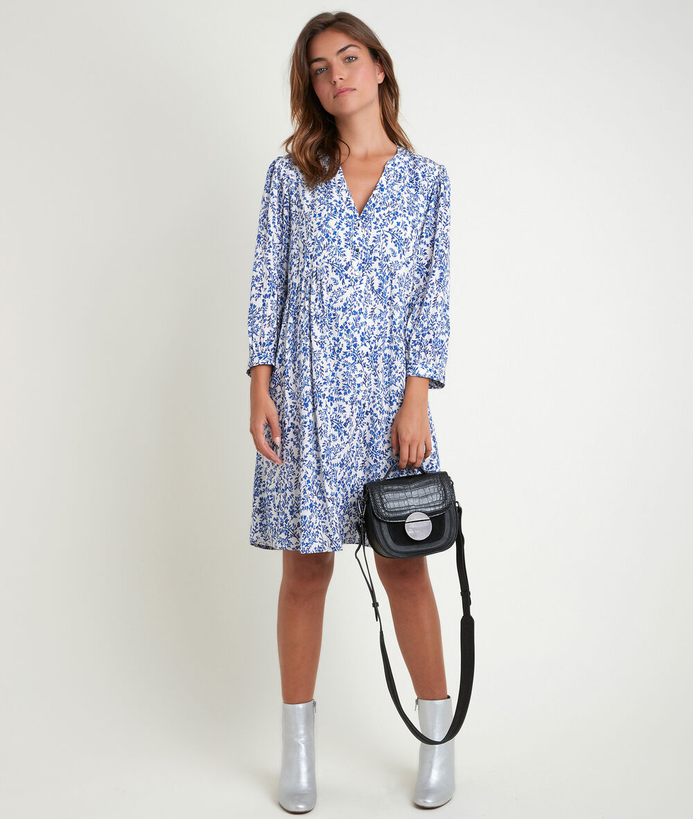 Calypso floral print dress ecru.