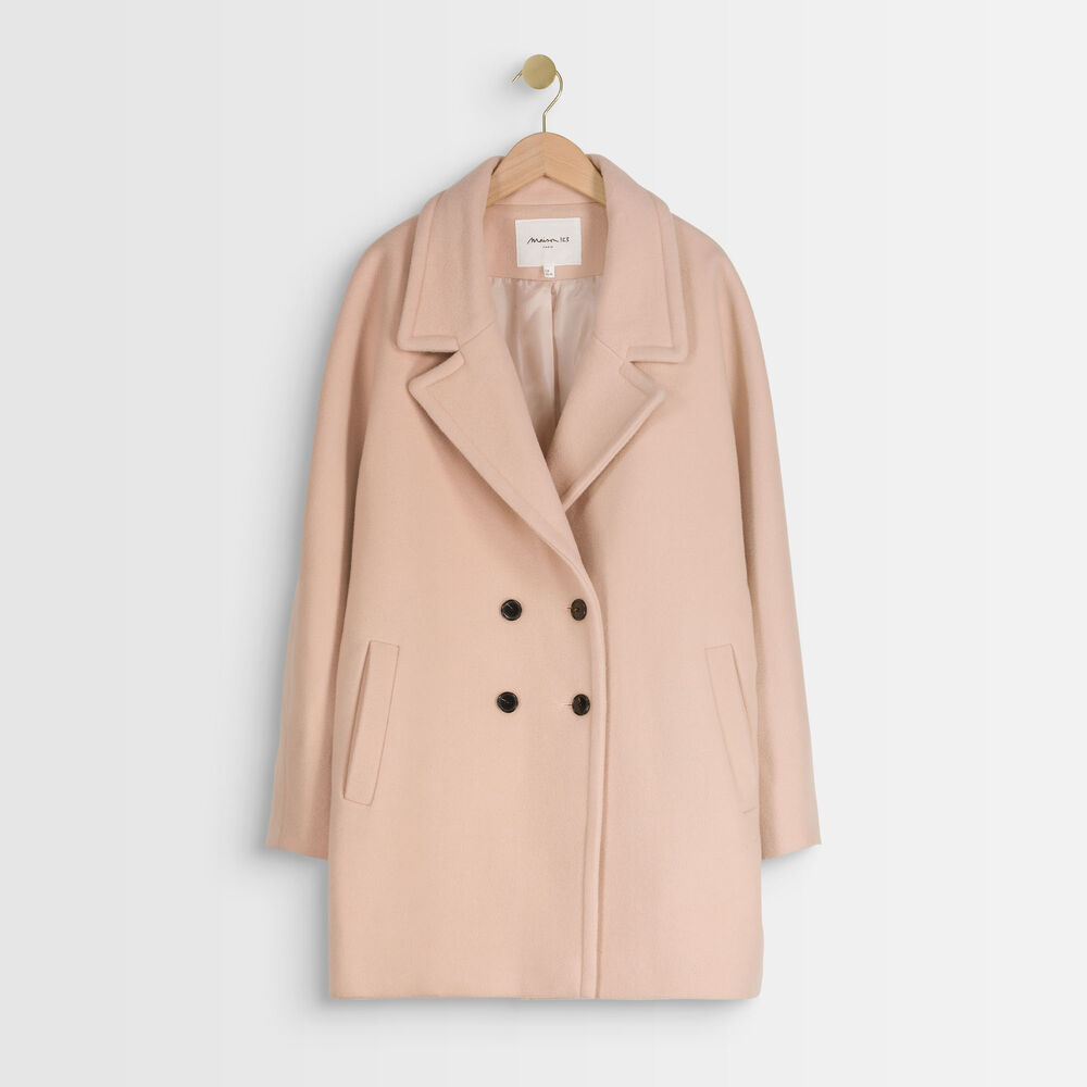 Joy powder-coloured wool blend coat poudre.