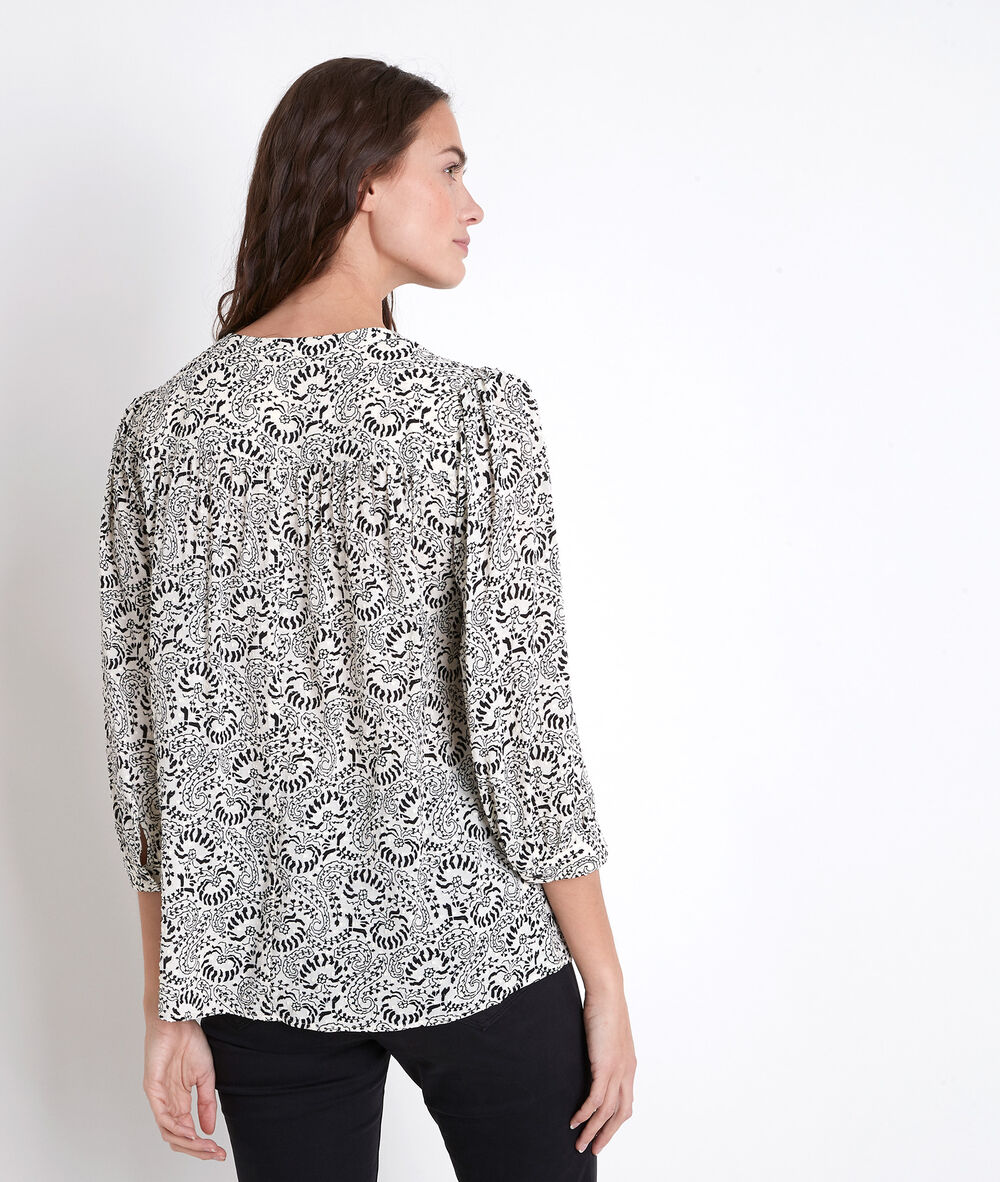 Elsa ecru floral print blouse ecru.