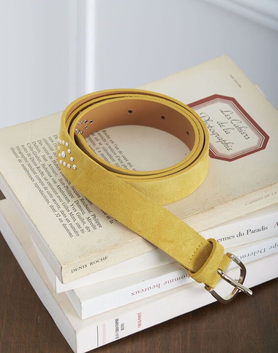Kalipso yellow suede look leather belt with studs | 1-2-3 Kalipso yellow suede look leather belt with studs PhotoZ | 1-2-3