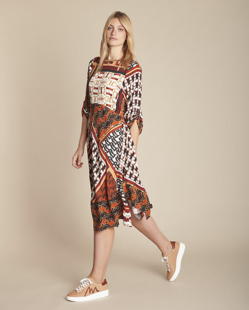 Isadora mahogany scarf print dress (2) - Maison 123