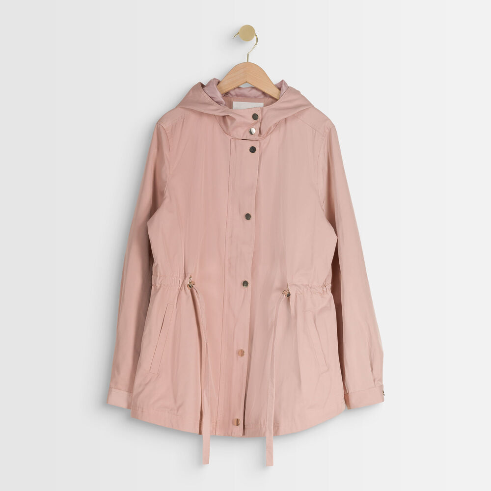Nahia powder pink hooded parka poudre.