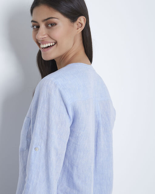 Roma sky blue linen blouse sky blue.
