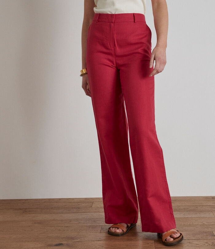 Galaxy pink wide-leg linen and cotton trousers PhotoZ | 1-2-3