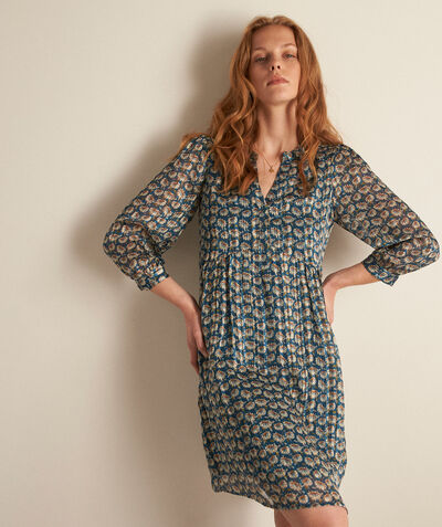 Calypso short blue printed dress PhotoZ | 1-2-3