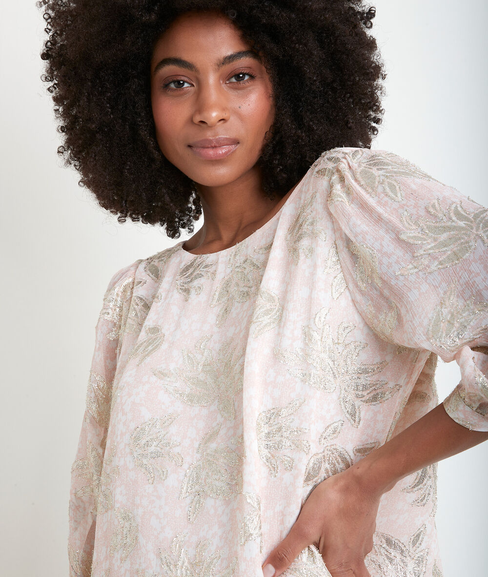 Malika pink jacquard dress poudre.