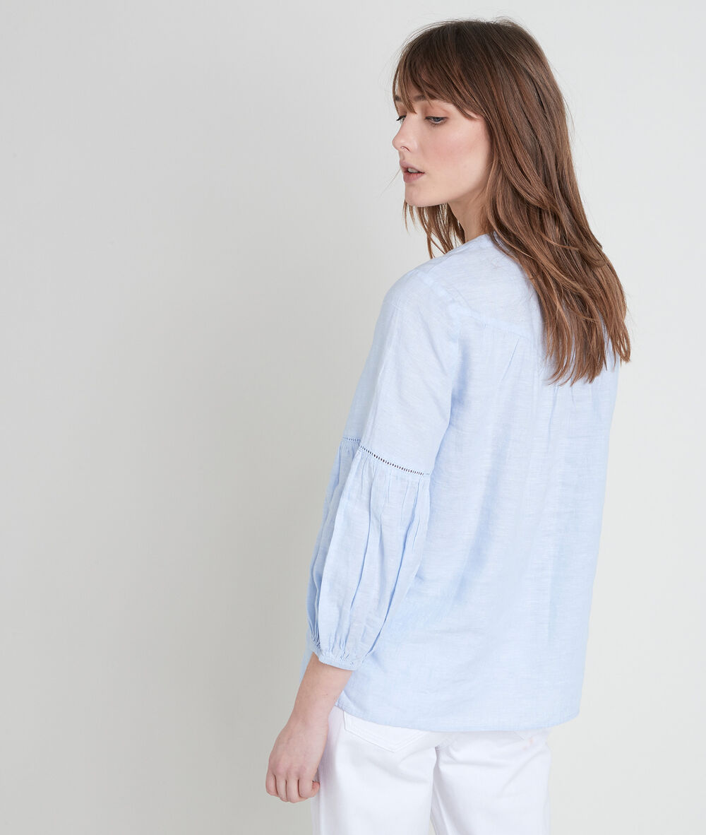 Tevi sky blue linen blouse ciel.