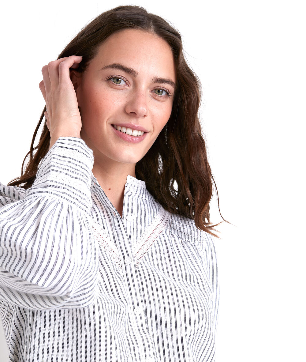 Johana striped embroidered blouse anthracite.