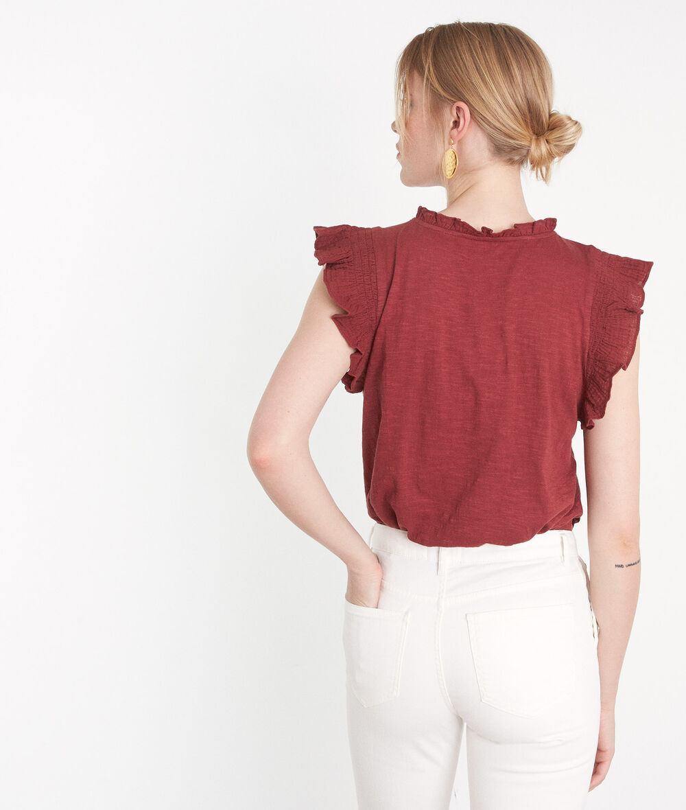 Flash garnet sleeveless cotton and lace T-shirt  PhotoZ | 1-2-3