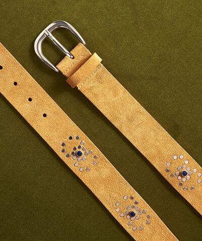 Edma camel-coloured suede belt with studded detail PhotoZ | 1-2-3