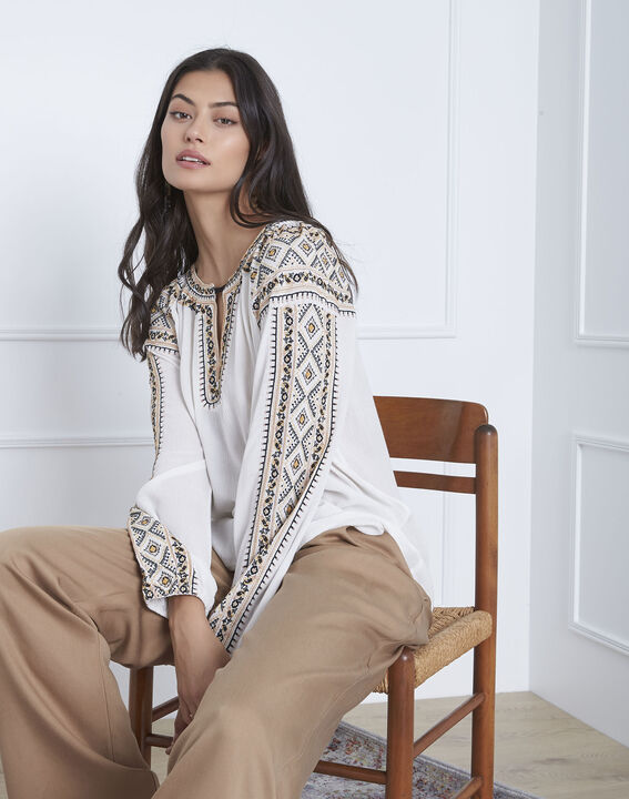 Vahan embroidered ecru blouse | 1-2-3 Vahan embroidered ecru blouse PhotoZ | 1-2-3