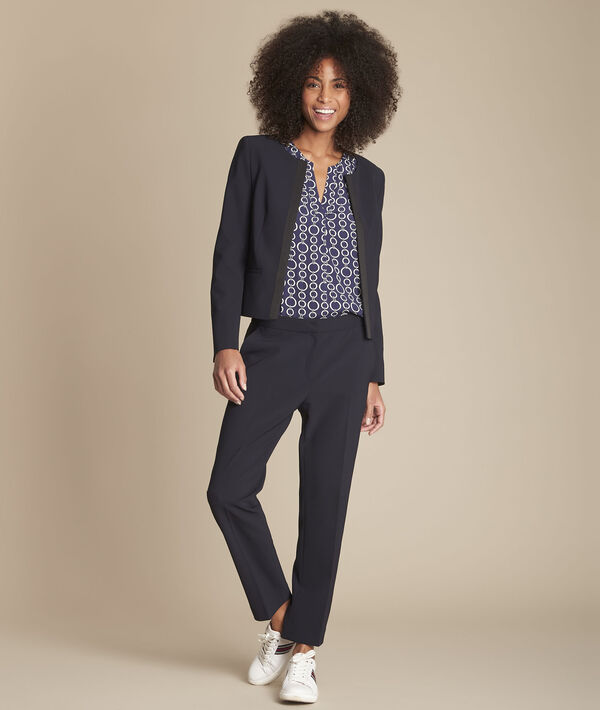 Suzanne navy microfibre cigarette trousers | 1-2-3 Suzanne navy microfibre cigarette trousers PhotoZ | 1-2-3