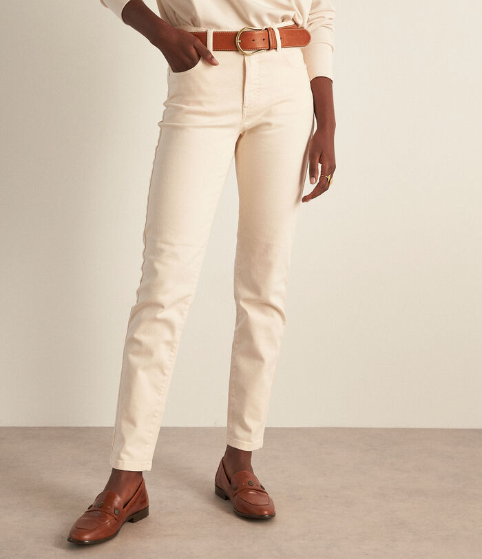 Cachou ivory straight-leg cotton jeans