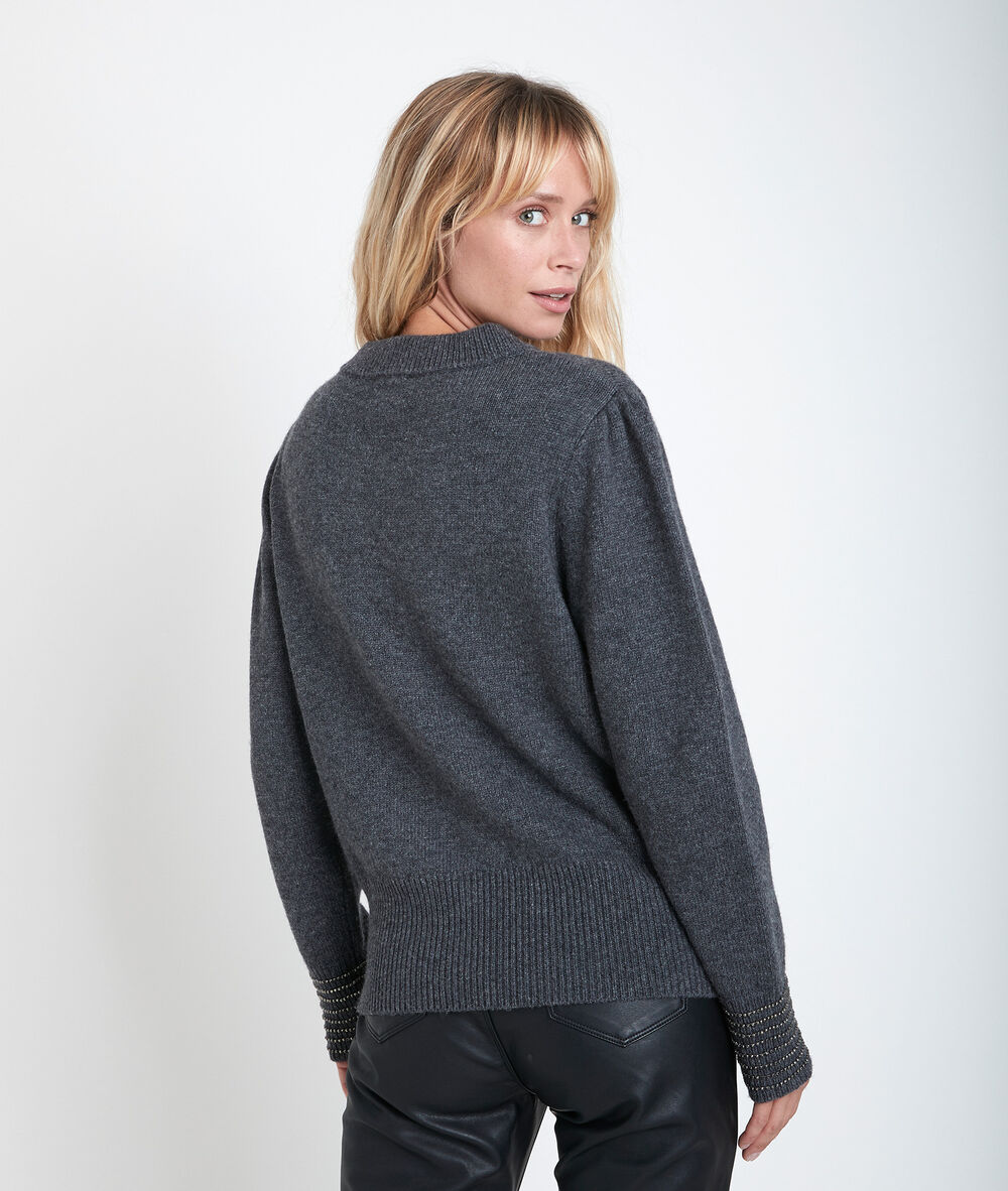 Ramses rhinestone high neck pullover anthracite.