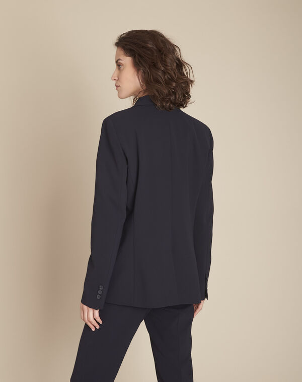 Stella navy microfibre shawl collar jacket navy.