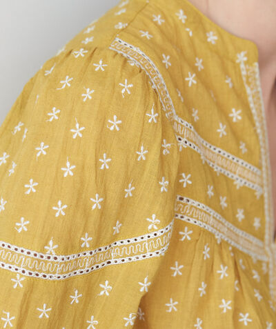 Cassandra yellow embroidered cotton blouse  PhotoZ | 1-2-3