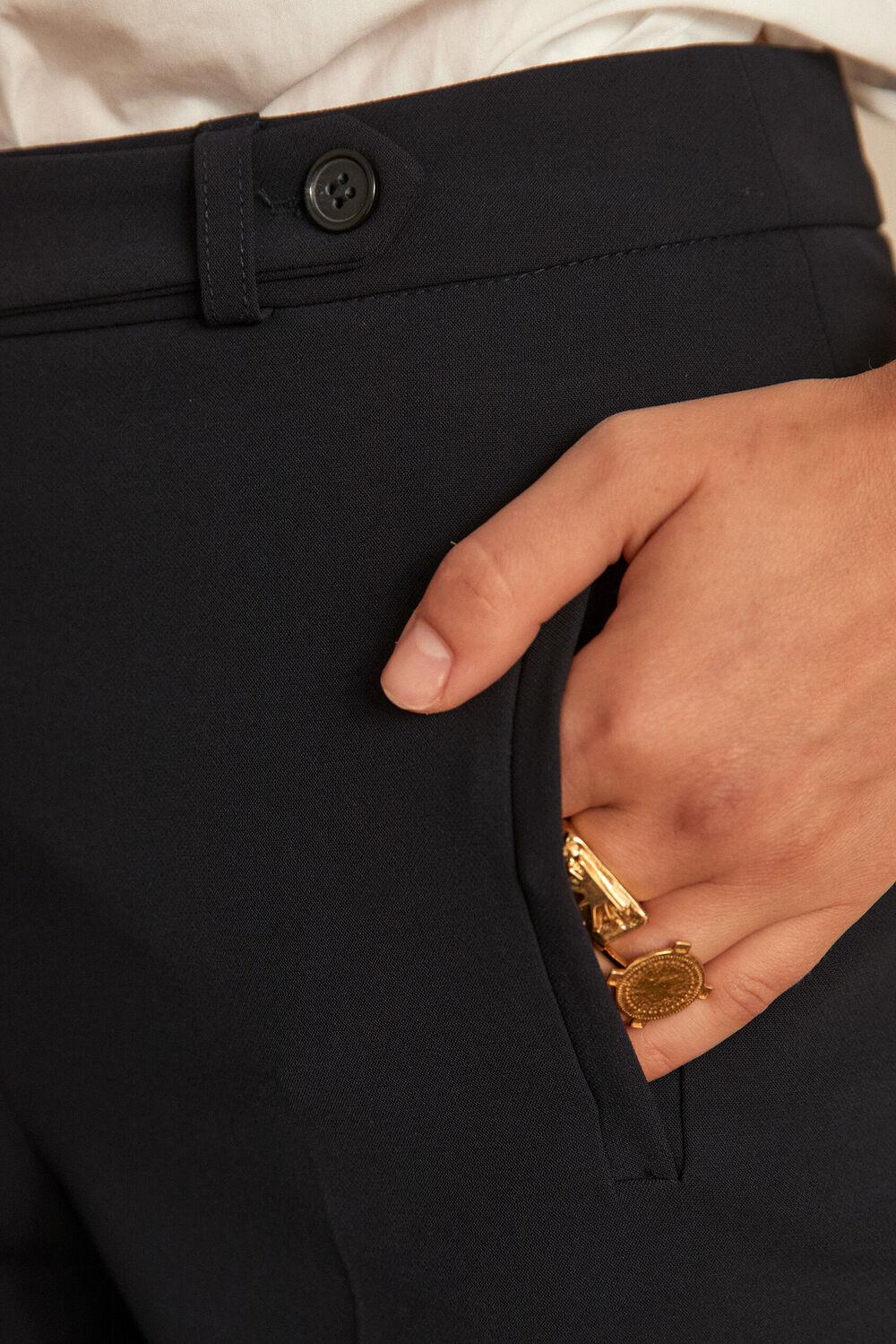 Lara microfibre cigarette trousers navy blue.