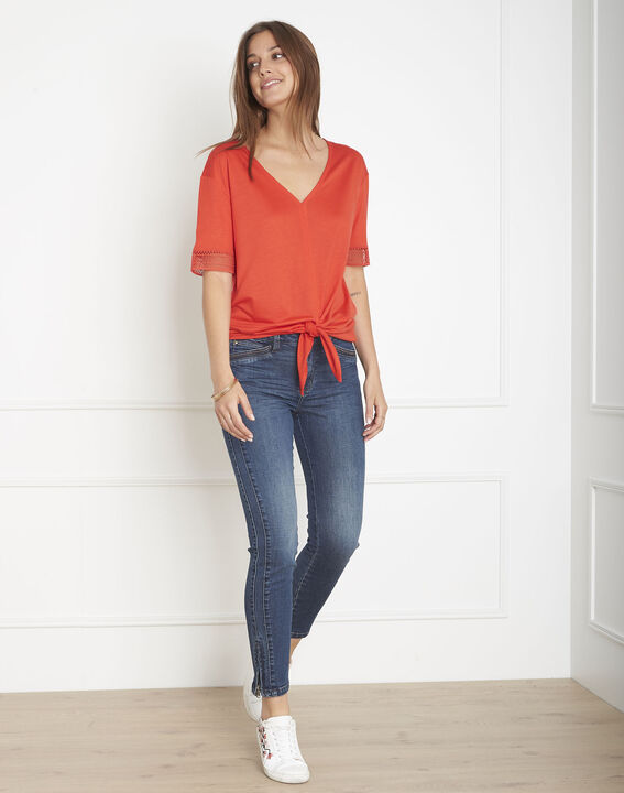 Pila red lace T-shirt with bow | 1-2-3 Pila red lace T-shirt with bow PhotoZ | 1-2-3