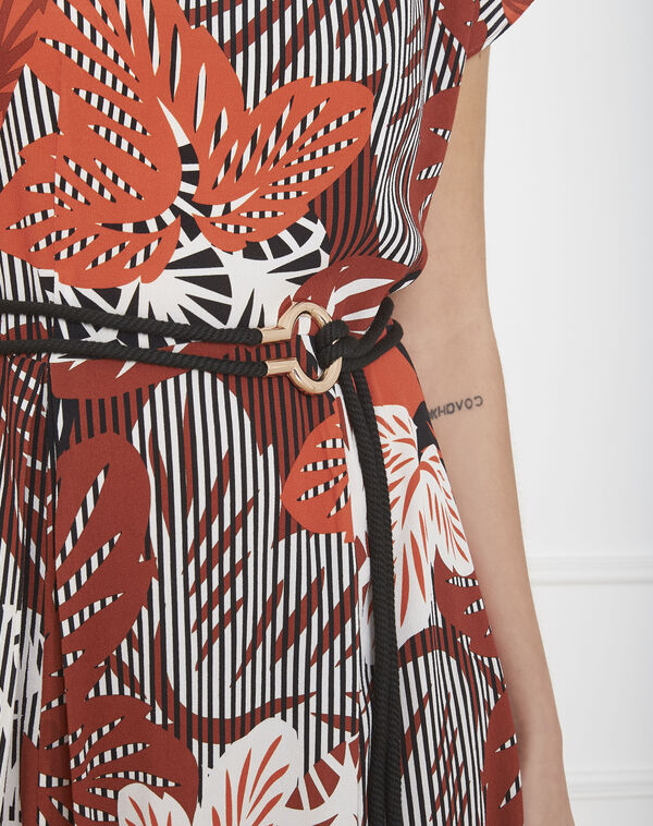 Ludmilla mahogany print belted dress terracotta.