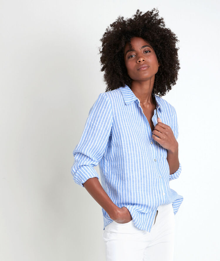 Striped linen shirt venetia sky blue.