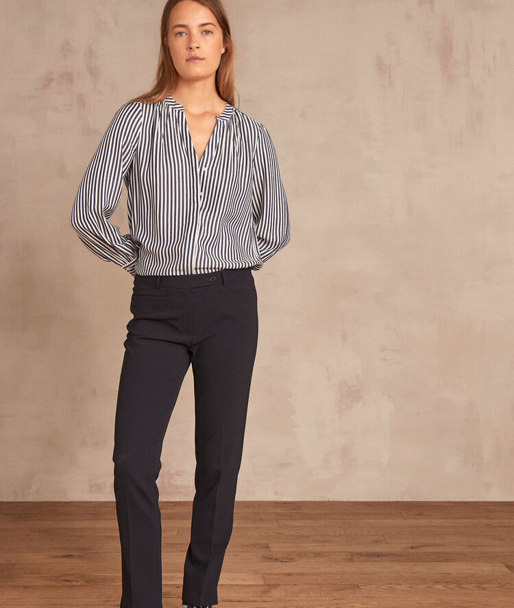 Valero navy microfibre cigarette trousers navy blue.