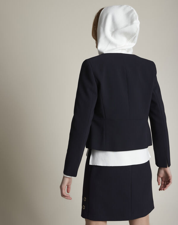 Charme navy microfibre jacket with flap pockets navy.