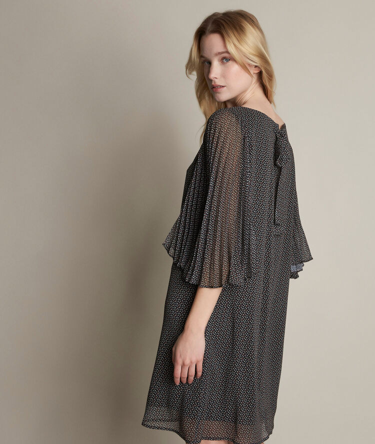Olivia printed crepe dress black.