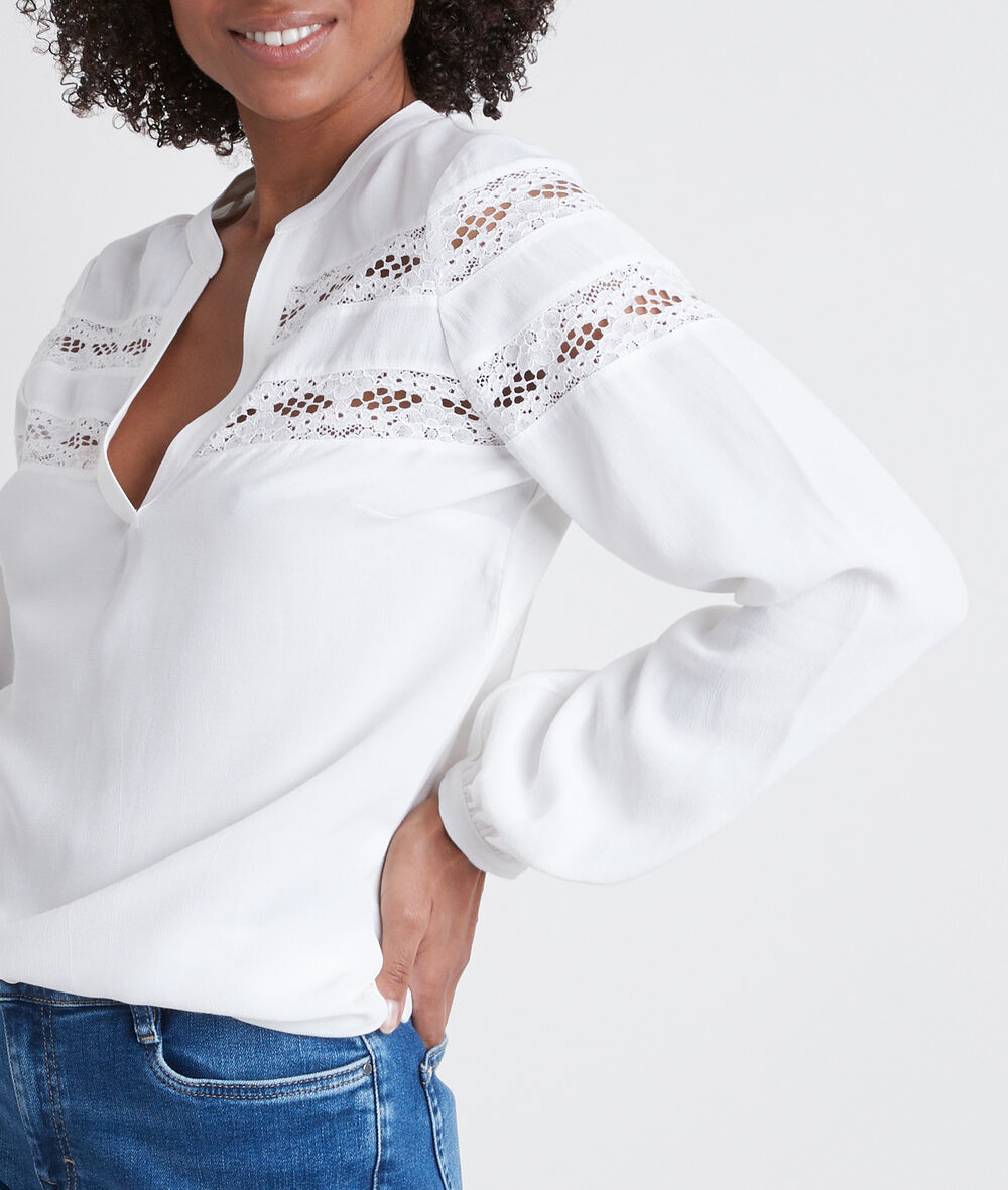 Daisy two-fabric ecru top ecru.
