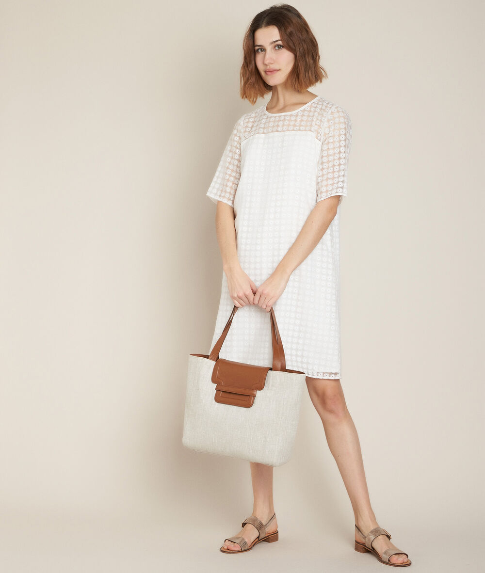 Onasis printed shift dress white.