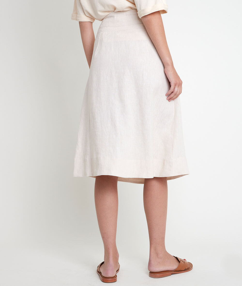 Elisa certified linen midi skirt naturel.