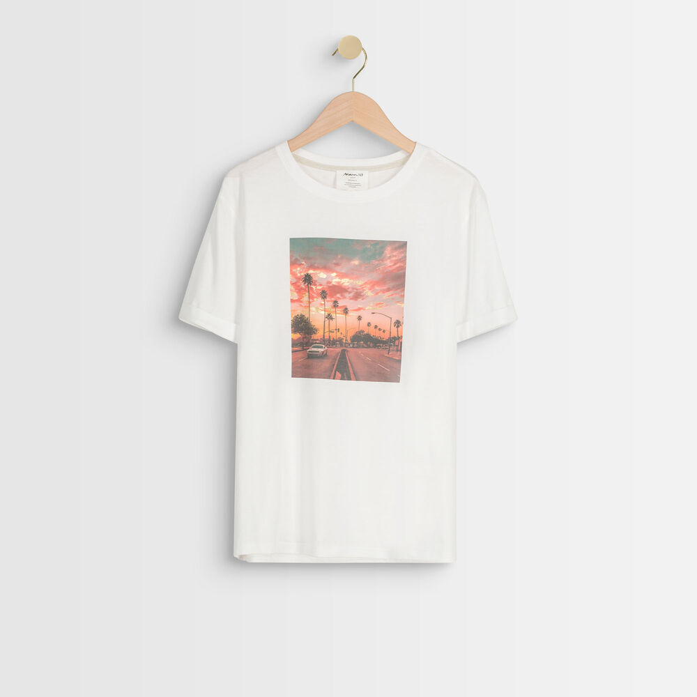 Image ecru screen-print t-shirt ecru.