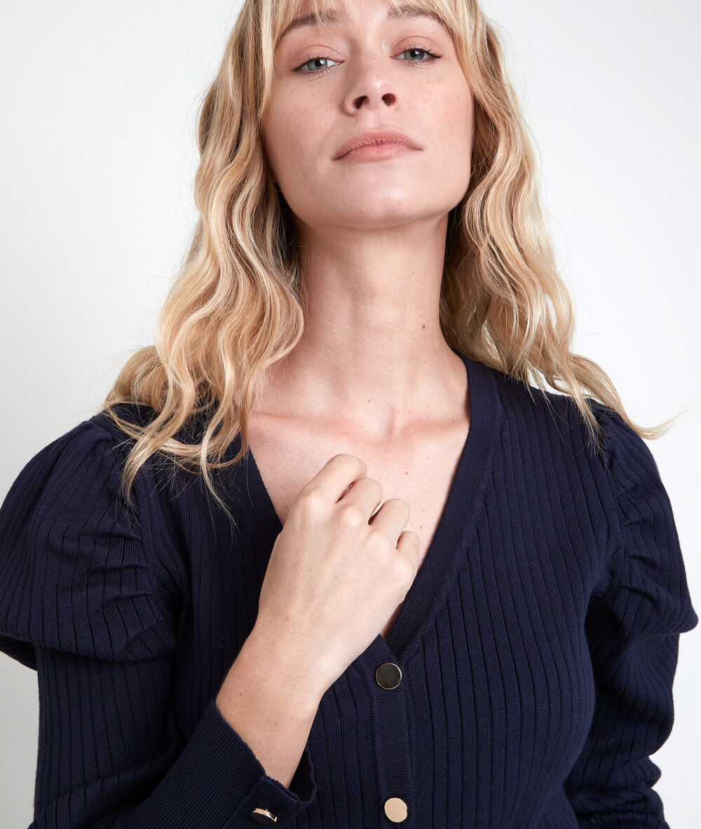 Alae ribbed cardigan encre.