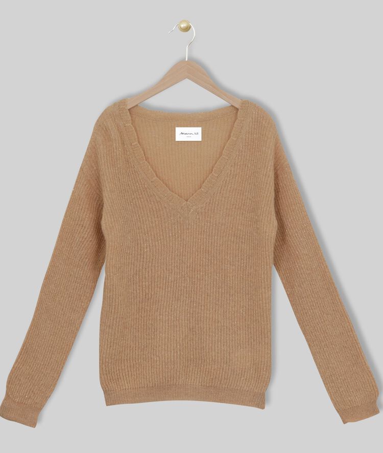 Flambeur tan lurex pullover havana brown.