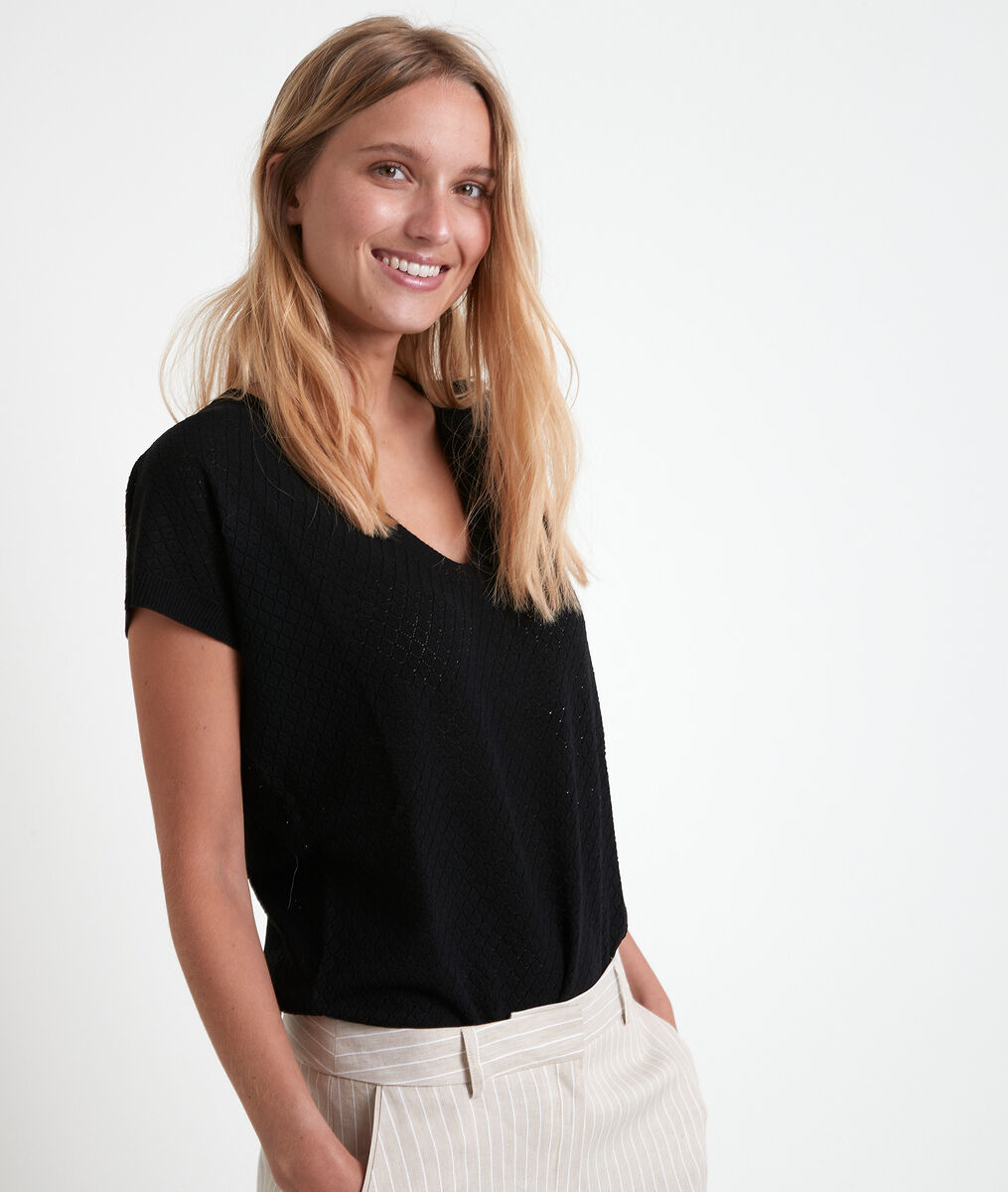 Aline black openwork Ecovero® viscose pullover | 1-2-3 Aline black openwork Ecovero® viscose pullover PhotoZ | 1-2-3