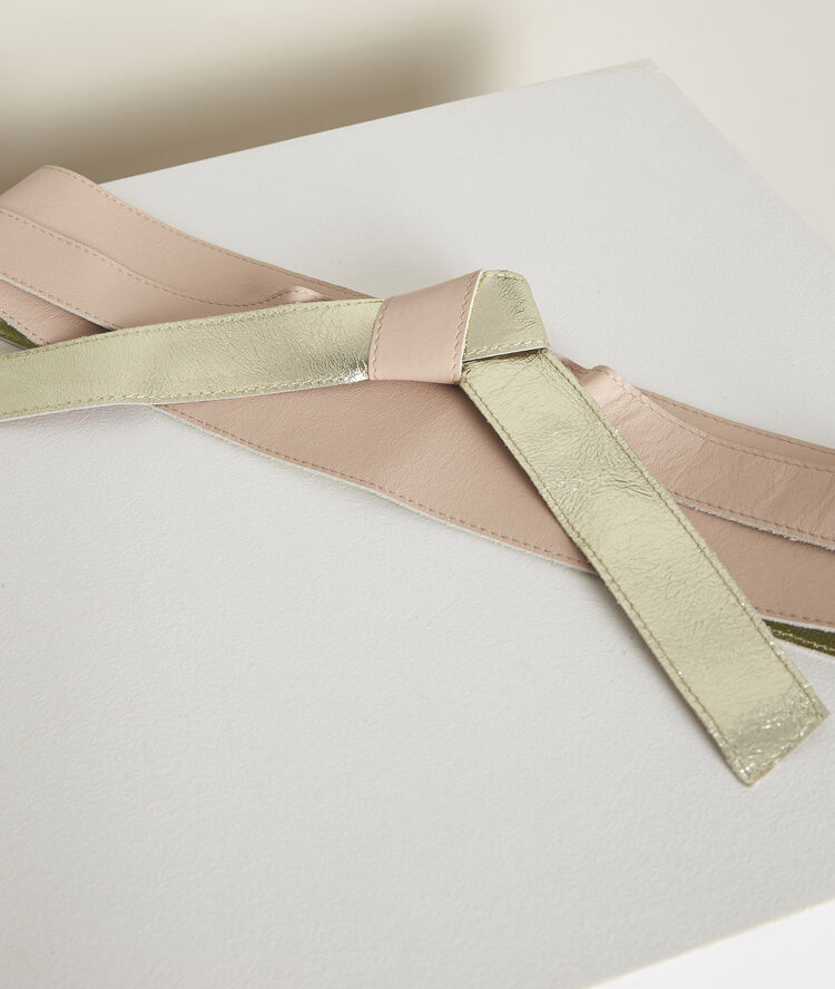 Raul reversible leather tie belt nude.