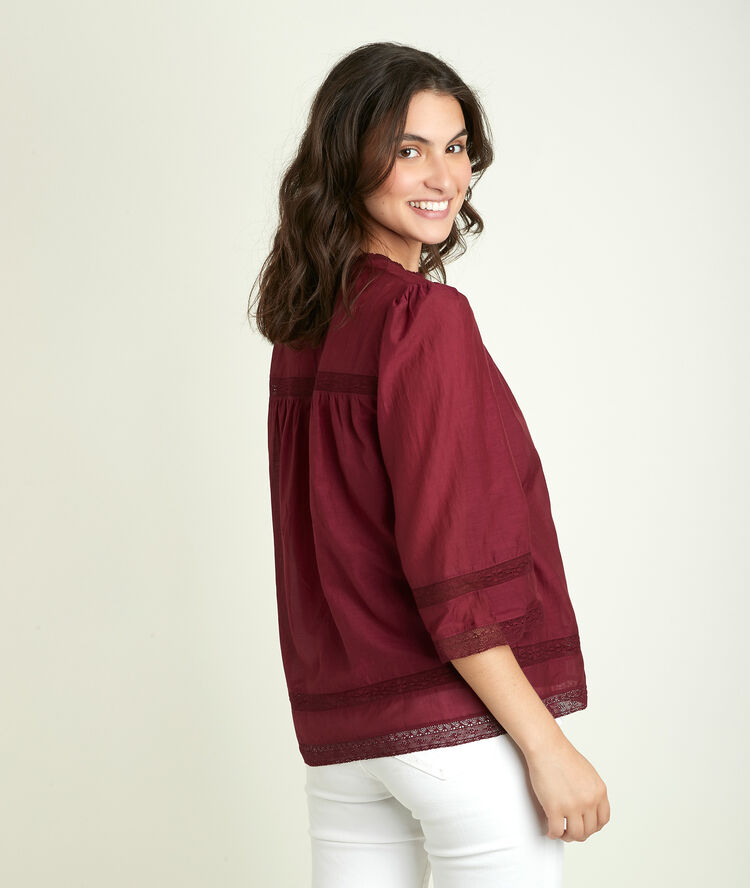 Erna embroidered blouse garnet.