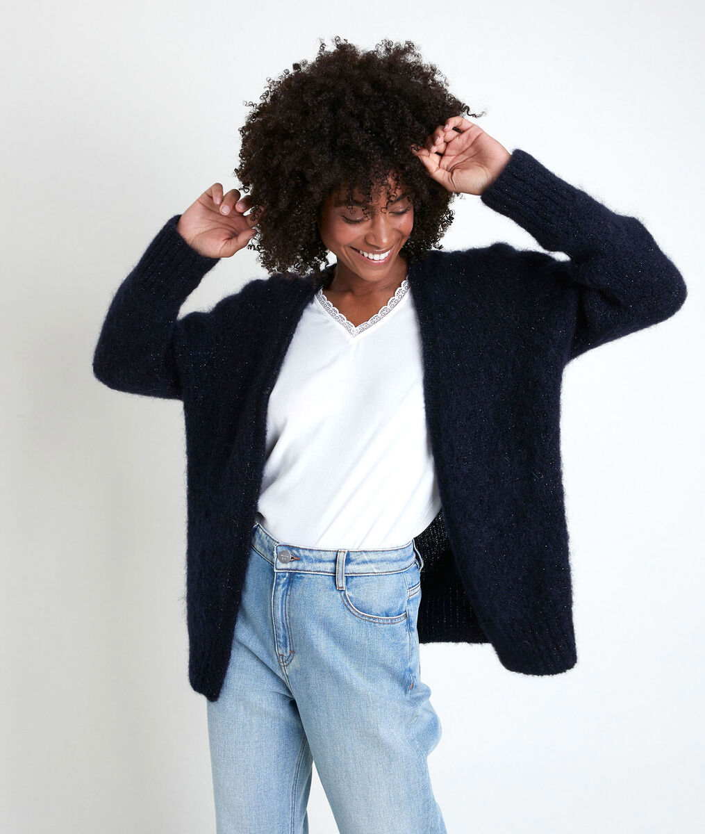 Rozelle navy mohair blend cardigan | 1-2-3 Rozelle navy mohair blend cardigan PhotoZ | 1-2-3